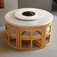 Juego de Comedor Moderno y Sencillo con Mesa Retráctil de Mármol y Sillas Plegables de Madera Maciza para Casa o Apartamento