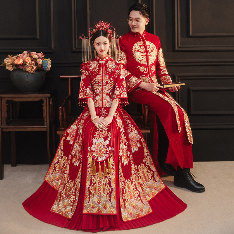 open lace back dress Red Princess Hanbok Wedding Dress – Traditional Korean Palace Style B Only (Hairpin + Bud) / One Size Fits All