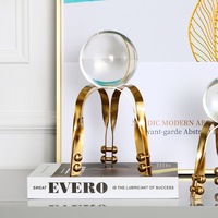 Décoration de maison de luxe, boule de cristal avec support en fer, grande taille pour salle à manger/salon