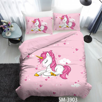 Belle literie mignon 3D numérique licorne housse de couette ensemble de literie 100% Polyester fille literie Collection bas quantité minimale de commande ensemble de linge de lit