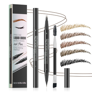 Lápiz de cejas líquido de secado rápido a prueba de agua profesional de etiqueta privada, bolígrafo de cejas de posicionamiento de doble extremo, Delgado, 2 puntas de horquilla, ojo mate - Product Image 1