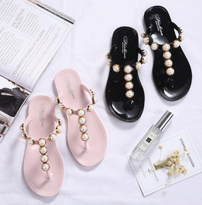 Tongs plates pour femmes de style coréen Crystal Pearl, à bout carré, légères, antidérapantes et résistantes pour l'été - Product Image 4