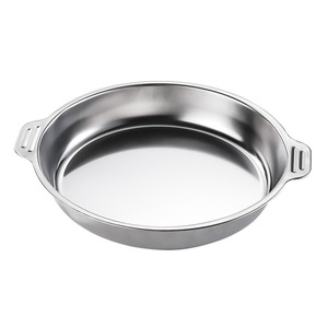Casserole en acier inoxydable poli miroir style Hong Kong, à double poignée, pour cuisson à sec, usage domestique, fond plat - Product Image 1