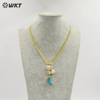 WT-JN399 Colliers avec pendentif en pierre en forme de lune, design unique, plaqué or, perle naturelle, pour femme, bijoux décoratifs quotidiens