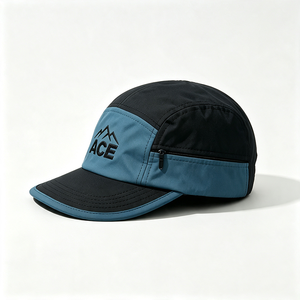 Men Color Block Quick Dry 5 Panel <b>Canvas</b> Sublimation Printed Sport Cap Zipper Pocket Lightweight Outdoor Camp Hat Camping - Product Image 2
