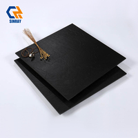 Carreaux de porcelaine mat effet marbre noir super noir Sinray 600x600mm 9,5mm d'épaisseur - Antibactériens, imperméables, design moderne pour salle de bain