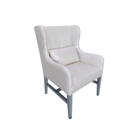 Fauteuil individuel de luxe et de détente, blanc, à dossier haut et accoudoirs, en similicuir PU rembourré, pour hall d'hôtel et projets de villas