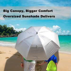 Parapluie de golf de luxe à double couche de haute qualité de 62 pouces avec protection UV avec promotion argentée et coupe-vent - Product Image 2