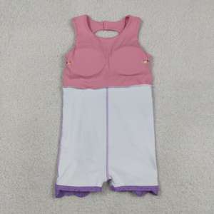 Vestido deportivo sin mangas para niña pequeña, con lazos rosas y morados, estampado liso, venta al por mayor, GSD3028 rts - Product Image 3