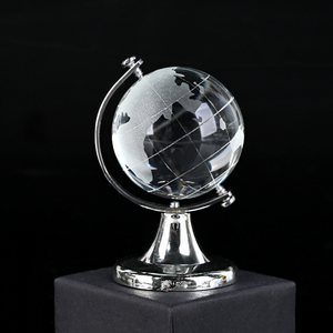 High Quality Handmade Crystal Transparent Glass Laser Engraved Sphere <b>Mini</b> Earth Globe for Decoration - Product Image 6