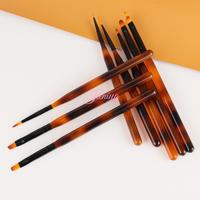 Ensemble de pinceaux à ongles en nylon à manche à motif écaille de tortue, pour gel UV, liner et nail art français, prix usine