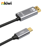 Câble Type-C vers DP plaqué or de haute qualité DP 1.4 8K 60Hz avec adaptateur PD 100W, gaine en PVC pour ordinateur, projecteur et téléphone