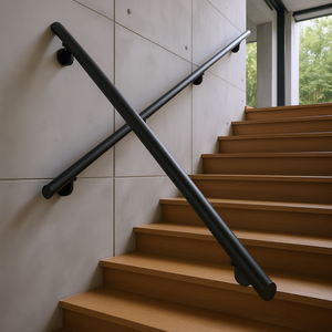 Pasamanos de Aluminio Negro para Escaleras, Montado en la Pared, 12 Pies, 32 mm, Barandilla Interior y Exterior, Diseño Elegante - Product Image 2