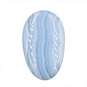 Hermoso Cabujón de Ágata Azul con Diseño de Encaje, Tamaño de Fábrica 42 x 23 x 7 mm, Precio de Fábrica, Forma de Pera Larga y Lisa, Joyería de Ágata Natural - Product Image 1