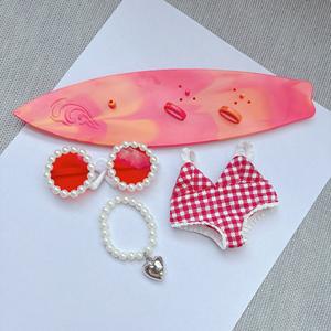 17cm segunda y tercera generación para el traje de baño a cuadros de color <span class=keywords><strong>Rab</strong></span> tela vinilo colgante muñeca <span class=keywords><strong>abrigo</strong></span> estilo de juguete de dibujos animados para vacaciones - Product Image 1