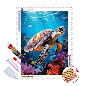 Kits de pintura de diamantes 5D tortuga en aguas profundas Animal DIY juego de pinturas de diamantes bordado de diamantes taladro completo