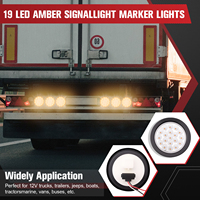 Feux arrière de remorque ronds à LED ambre de 4 pouces, 19 LED, feux de freinage, de stop et de clignotants avec œillets, étanches IP67, câbles à 3 broches