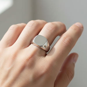 Bague Chevalier Carrée <span class=keywords><strong>Homme</strong></span> en Argent Sterling 925, avec LOGO Personnalisé Gravé au Laser - Product Image 5