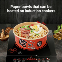 Bol en papier kraft jetable écologique en promotion pour nouilles instantanées, salades et cuisson autonome, avec impression personnalisée