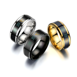 패션 비 변색 18K 골드 실버 도금 스테인레스 스틸 변경 색상 기분 온도 반지 쥬얼리 남성 - Product Image 4