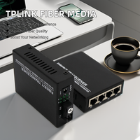 Convertidor de medios de fibra óptica 1 fibra 4 RJ45 10/100/1000M convertidor de medios TP Link para FTTH 20km