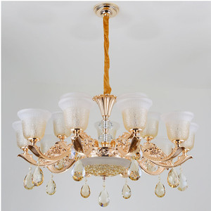 JYLIGHTING lusso chiaro lampadario di cristallo Vintage in lega di zinco ciondolo con paralume in vetro all'ingrosso luci soggiorno - Product Image 2