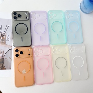 เคสโทรศัพท์แม่เหล็กสีลูกกวาดแบบด้านเนื้อนุ่ม โปร่งใส สำหรับ iPhone 16 17 14 12 13 15 Pro Max 16 Plus  พร้อมกันชนซิลิโคน - Product Image 1