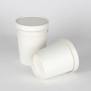 8oz 12oz 16oz 26oz 32oz Plain White paper disposable custom design packaging hot soup noodle paper cup paper lids