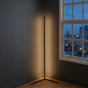 Modern <b>Corner</b> Floor Lamp <b>LED</b> Ambient <b>Light</b> Black Round Shade App and Remote Control Dimmable for Living Room - Product Image 2