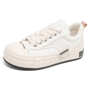 Erkek Siyah Beyaz Yıpranmış Tekstil Patchwork Platform Kaykay Spor Ayakkabıları Çok Renkli Çizgili Bağcıklı Boy Uzatıcı Retro Eskitme Görünümlü - Product Image 4