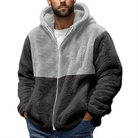 Veste en sherpa duveteuse pour homme, veste à capuche en polaire moelleuse, fermeture éclair intégrale, manteau d'hiver chaud en peluche, manches longues, thermique, 380g polyester/coton