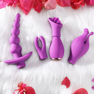 Ensemble de vibrateurs clitoridiens violets en silicone pour femmes, jouet de stimulation pour adultes, vente en gros - Product Image 1