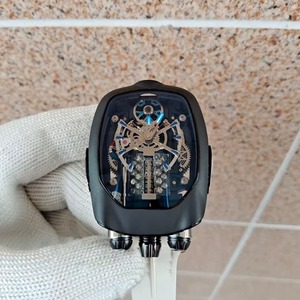 Montre de plongée pour homme de luxe, personnalisée, avec boîtier en cristal de saphir noir mat, mouvement mécanique automatique de haute qualité, aiguilles en acier inoxydable - Product Image 1