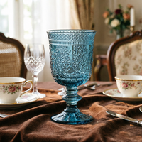 Gobelet à vin en verre artisanal, orné et gaufré, écologique, de couleur, style européen, résistant au lave-vaisselle, idéal pour les événements et les célébrations