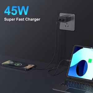 <span class=keywords><strong>Chargeur</strong></span> portable de haute qualité avec prise américaine 45W, double port Type C, adaptateur de charge rapide et câble, adaptateur de <span class=keywords><strong>chargeur</strong></span> de voyage USB pour téléphone - Product Image 5
