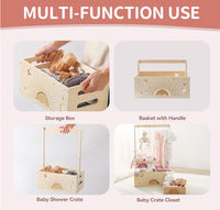 Panier de rangement pour vêtements de bébé avec poignée et balançoire, grande capacité, en bois, pour fête prénatale et placard