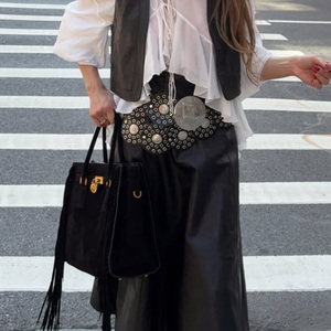 Robe Y2K élégante en mousseline de soie blanche à manches bouffantes et épaules tombantes, deux pièces, style streetwear, haute qualité - Product Image 2
