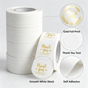 Etiquetas redondas de agradecimiento con lámina dorada, pegatinas de papel autoadhesivas de 3 pulgadas para embalaje empresarial - Product Image 2
