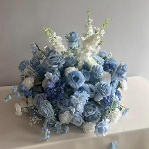 Lussuosa Decorazione Moderna per Corridoio Nuziale con Fila di Rose Artificiali in Seta Bianca, Sfondo Floreale 3D per Eventi e Feste di Alta Qualità - Product Image 5
