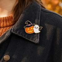 En gros, Pin's en émail souple personnalisé pour Halloween, motifs Citrouille, Jack O'Lantern, Chapeau de sorcière, Aile de chauve-souris, Fantôme, Broche, Pin's de revers, Cadeau