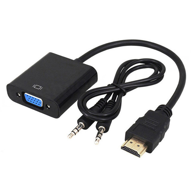 Hot Selling HD Male VGA 1080P Converter Adapter Gold Plated 3.5mm Jack Audio PVC Material DVD Player Computer Projector