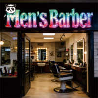 Enseigne de salon de coiffure néon RVB illuminée, personnalisée en diamant acrylique et métal, enseigne LED pour salon de beauté, écoles, voitures, maisons, bureaux, alimentée en courant continu