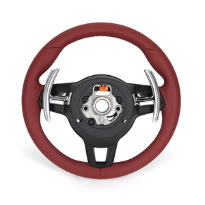 Volante Deportivo Rojo de 4 Radios GT, Completamente en Cuero, Fibra de Carbono, Costuras Personalizadas para Porsche Cayenne, <span class=keywords><strong>Macan</strong></span>, Panamera, Taycan - Product Image 2