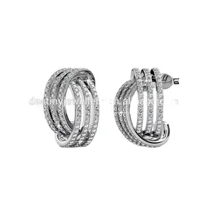 Sterling Silver 925 Premium Austrian Crystal Jewelry Korea Women Stub Earring Destiny Jewellery