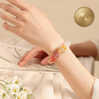 Bracelet en Citrine Naturelle, Améthyste et Pierre de Lune 11-12mm - Bijou Équilibrant Multi-Pierres Précieuses, Cadeau Spirituel pour Elle/Lui