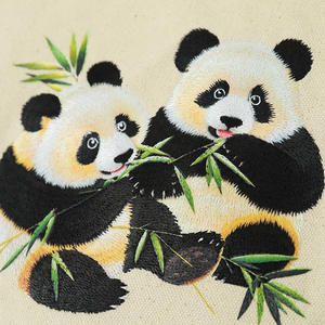 귀여운 팬더 자수 사용자 정의 모양 캔버스 접이식 쇼핑 토트 숄더 백 사용자 정의 인쇄 로고 - Product Image 2