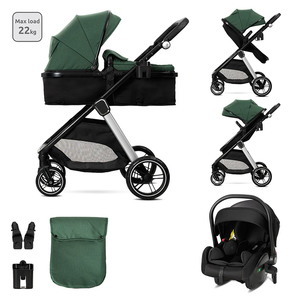 Poussette bébé 3-en-<span class=keywords><strong>1</strong></span> certifiée EN1888 avec siège <span class=keywords><strong>auto</strong></span> pour nouveau-né, pliable en trois sections, cadre en alliage, landau - Product Image 1