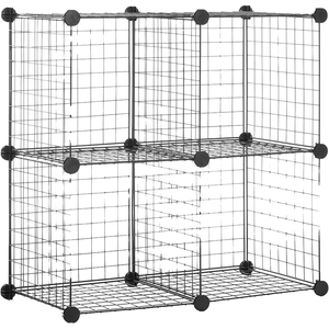 Factory Outlet Modern Standing Type Iron Material Four-Tier Multi Cube Wire <b>Grid</b> Storage Shelf <b>Metal</b> Clothing Rack - Product Image 1