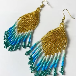 ต่างหูห้อยลูกปัดดีไซน์สุดอินเทรนด์สุดหรูสำหรับผู้หญิงทำด้วยมือแฟชั่นสไตล์กระดุมอินเดีย - Product Image 1