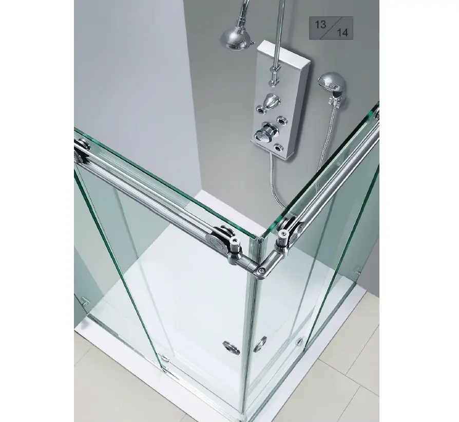 Entrée d'angle en acier inoxydable porte de douche coulissante facile 8mm 10mm salle de douche en verre trempé